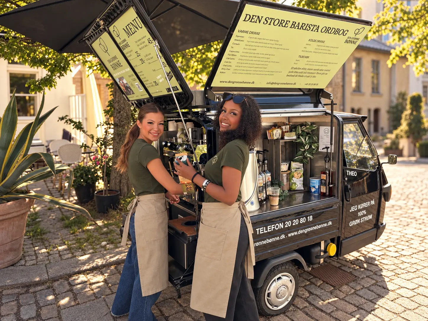Kaffe tuk med to smilende baristaer
