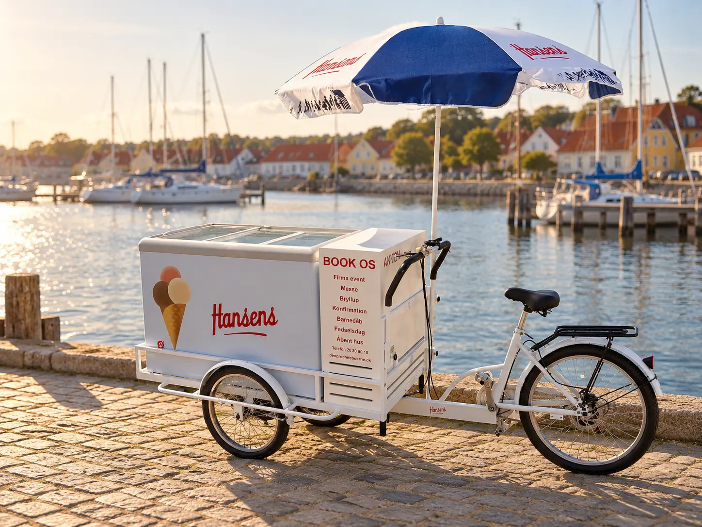 Is cykel med Hansens Is ved havnen